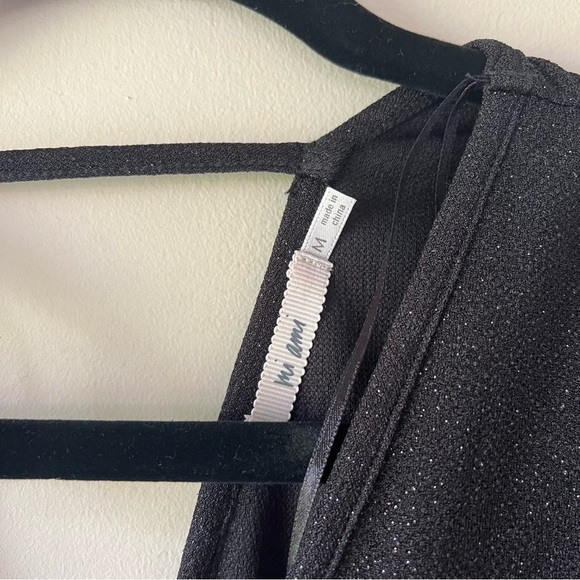 Mi Ami Medium Sparkly Black Wrap Wide Leg jumpsuit - Picture 6 of 7